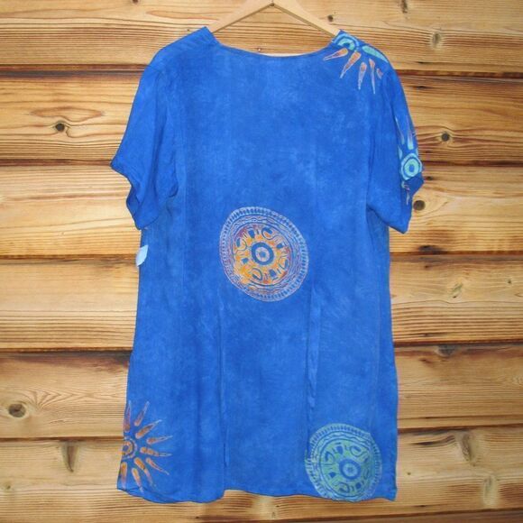 NWT Blue Vintage 90's Batik Swim Cover Tunic Top - Picture 4 of 6